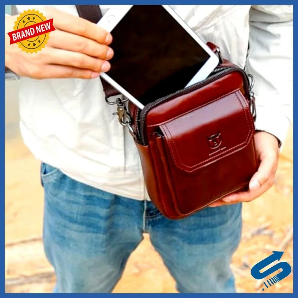 Genuine Leather Crossbody Messenger Bag for Men Travel Vintage Satchel